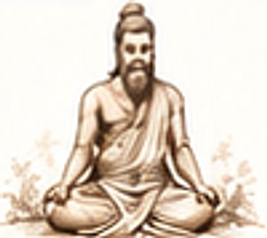 A sketch of a sage seated in meditation