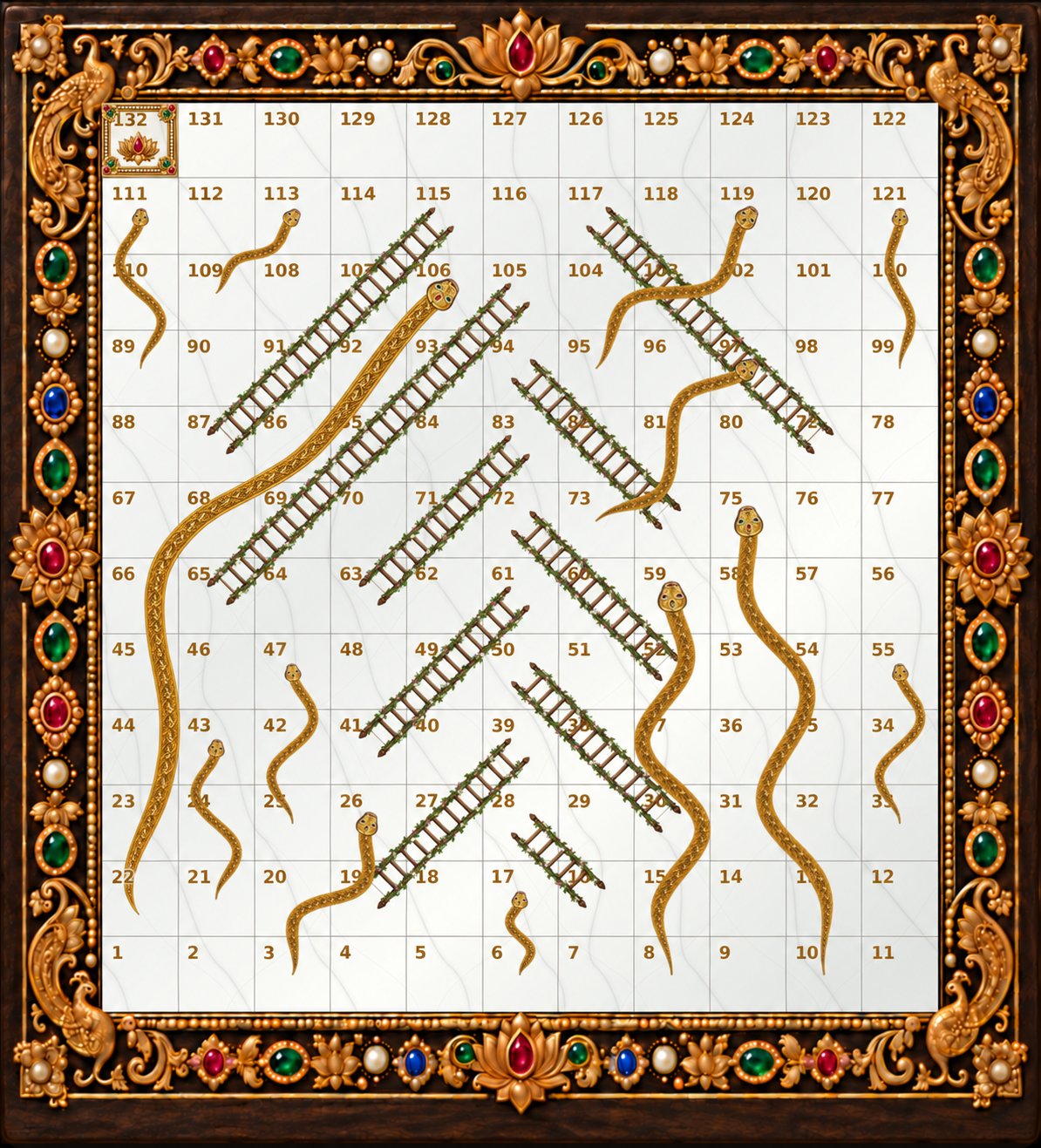 The Paramapadam board with its snakes and ladders